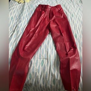 Vintage 80’s Real leather Red skinny jeans XS l